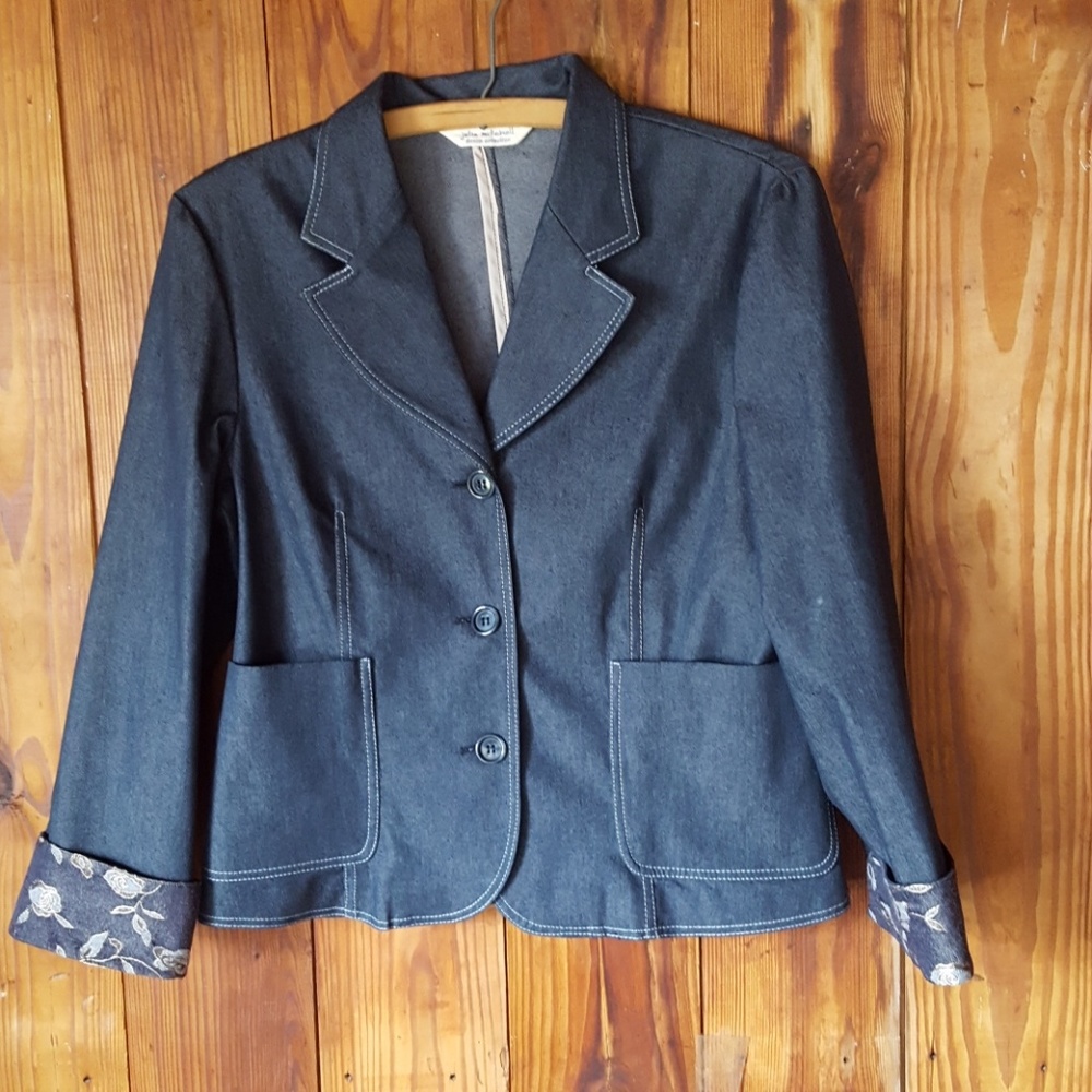 Julie Mitchell Denim Collection Jacket, Size Medium, Three Button Closure